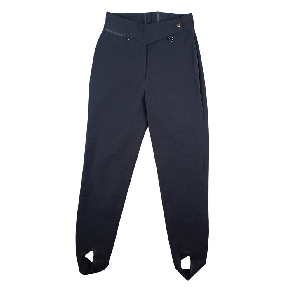 Vintage OBERMEYER Wool Blend Ski Pants Stirrup Ladies Size 8 Black Outdoor Snow